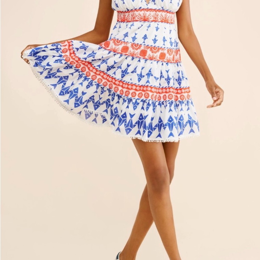 FARM Rio Blue and Red Mini Dress